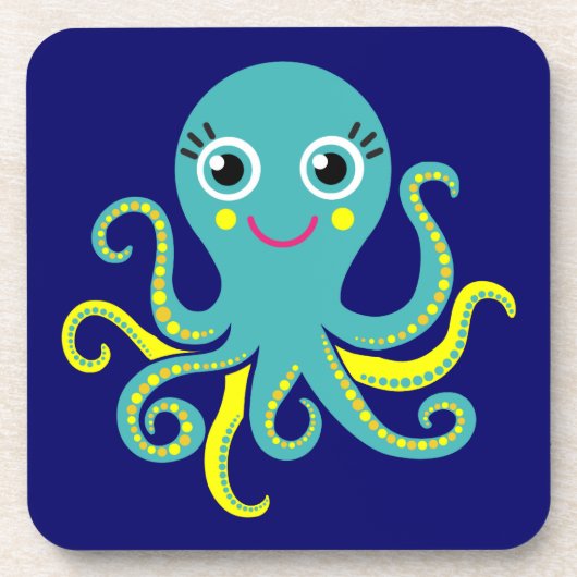Blauwe en Gele Octopus Onderzetter (Voorkant)