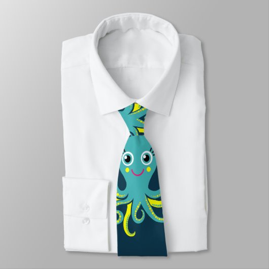 Blauwe en gele octopus; Oranje zeester; Blauwgroen Stropdas (Gebonden)