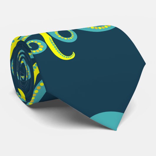 Blauwe en gele octopus; Oranje zeester; Blauwgroen Stropdas (Opgerold)