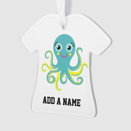 Blauwe en Gele Octopus Ornament (voorkant)