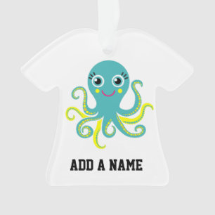 Blauwe en Gele Octopus Ornament