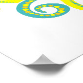 Blauwe en gele octopus poster (Hoek)