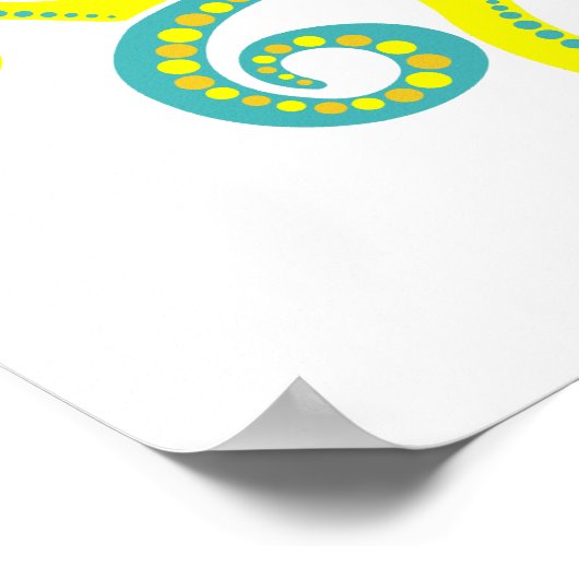 Blauwe en gele octopus poster (Hoek)