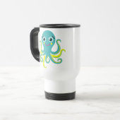 Blauwe en Gele Octopus Reisbeker (Voorkant links)