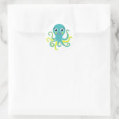 Blauwe en Gele Octopus Ronde Sticker (Tas)