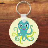 Blauwe en Gele Octopus Sleutelhanger (Voorkant)