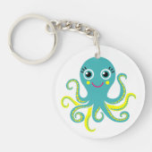 Blauwe en Gele Octopus Sleutelhanger (Voorkant)