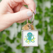 Blauwe en Gele Octopus Sleutelhanger (Hand)