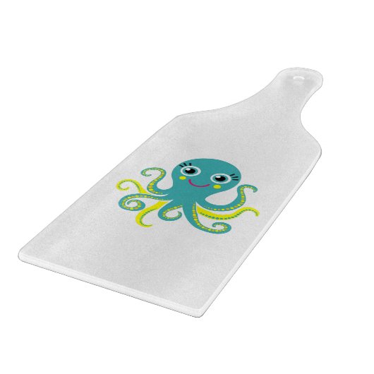 Blauwe en Gele Octopus Snijplank (Hoek)