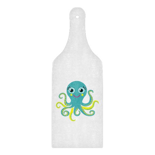 Blauwe en Gele Octopus Snijplank (Voorkant)