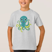 Blauwe en Gele Octopus T-shirt (Voorkant)