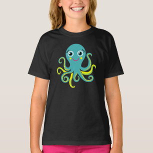 Blauwe en Gele Octopus T-shirt