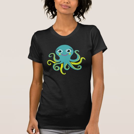 Blauwe en Gele Octopus T-shirt (Voorkant)
