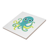 Blauwe en Gele Octopus Tegeltje (Zijkant)