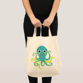 Blauwe en gele octopus tote bag (Voorkant (product))