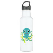 Blauwe en Gele Octopus Waterfles (Voorkant)