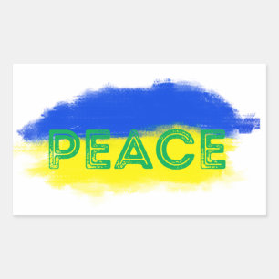 Blauwe en gele Oekraïense inspiratie Vrede geen oo Rechthoekige Sticker