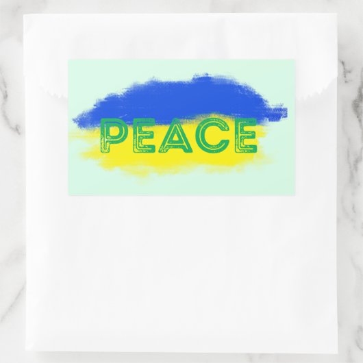 Blauwe en gele Oekraïense inspiratie Vrede geen oo Rechthoekige Sticker (Tas)