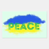 Blauwe en gele Oekraïense inspiratie Vrede geen oo Rechthoekige Sticker (Voorkant)