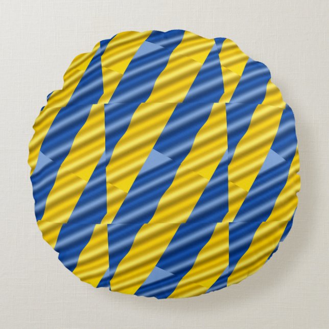 Blauwe en gele Oekraïense inspiratie Vrede geen oo Rond Kussen (Voorkant)