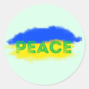 Blauwe en gele Oekraïense inspiratie Vrede geen oo Ronde Sticker
