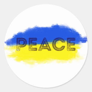 Blauwe en gele Oekraïense inspiratie Vrede geen oo Ronde Sticker