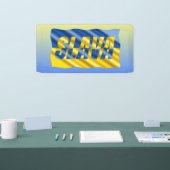 Blauwe en gele Oekraïense inspiratie Vrede geen oo Spandoek (Beurs)