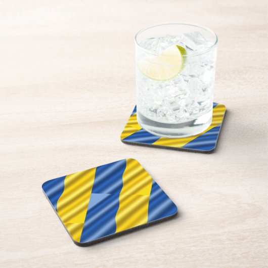 Blauwe en gele Oekraïne geïnspireerde vrede zonder Bier Onderzetter (Rechterzijde)