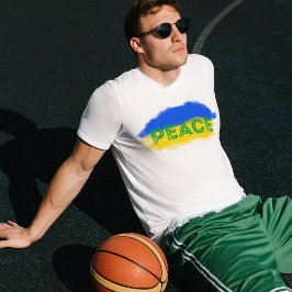 Blauwe en gele Oekraïne geïnspireerde vrede zonder T-shirt