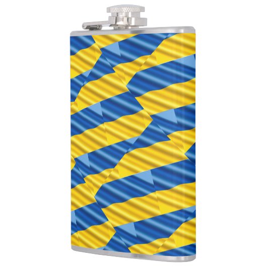 Blauwe en gele Oekraïne Geïnspireerde vredesanti-o Heupfles (Links)