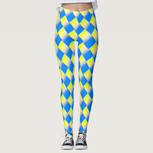 Blauwe en gele Oekraïne Geïnspireerde vredesanti-o Leggings (Voorkant)