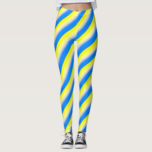 Blauwe en gele Oekraïne Geïnspireerde vredesanti-o Leggings (Voorkant)