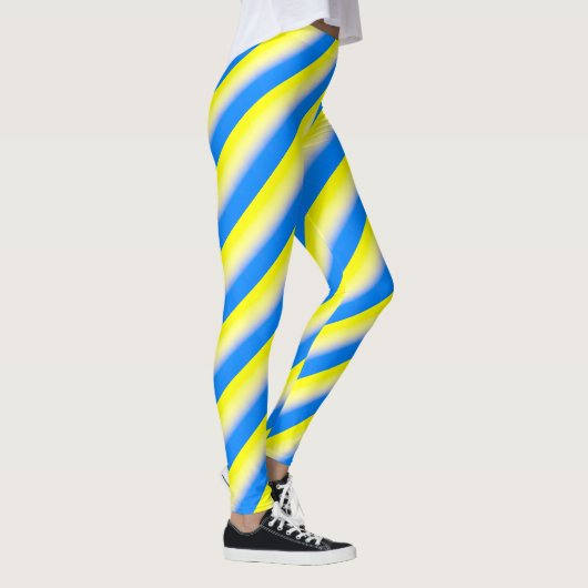 Blauwe en gele Oekraïne Geïnspireerde vredesanti-o Leggings (Rechts)