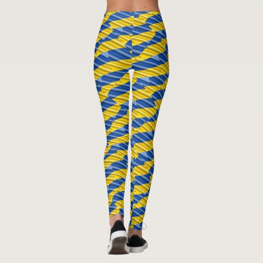 Blauwe en gele Oekraïne Geïnspireerde vredesanti-o Leggings (Achterkant)