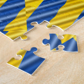 Blauwe en gele Oekraïne Geïnspireerde vredesanti-o Legpuzzel (Zijkant)