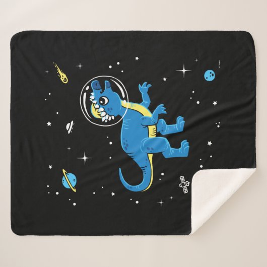 Blauwe en gele pachycephalosaurus dinos in de ruim sherpa deken (Voorkant (horizontaal))