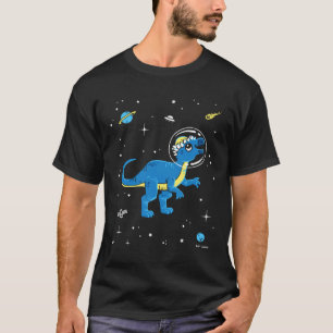 Blauwe en gele pachycephalosaurus dinos in de ruim t-shirt