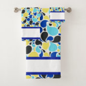 Blauwe en gele paisley bad handdoek (Insitu)