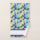 Blauwe en gele paisley bad handdoek (Handdoek)