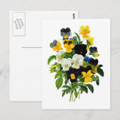 Blauwe en gele pansies van Pierre Joseph Redoute Briefkaart (Voorkant / Achterkant)