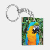 Blauwe en gele papegaai sleutelhanger (Voorkant Links)