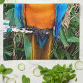 Blauwe en gele papegaai theedoek (Gevouwen)