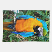 Blauwe en gele papegaai theedoek (Horizontaal)