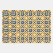 Blauwe en gele patronen inpakpapier vel (Voorkant)