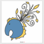 Blauwe en gele pauwvis sticker (Vel)