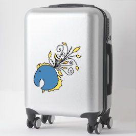 Blauwe en gele pauwvis sticker