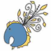 Blauwe en gele pauwvis sticker (Voorkant)