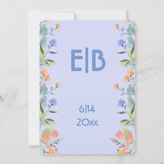 Blauwe en gele periwinkle kaart (Achterkant)