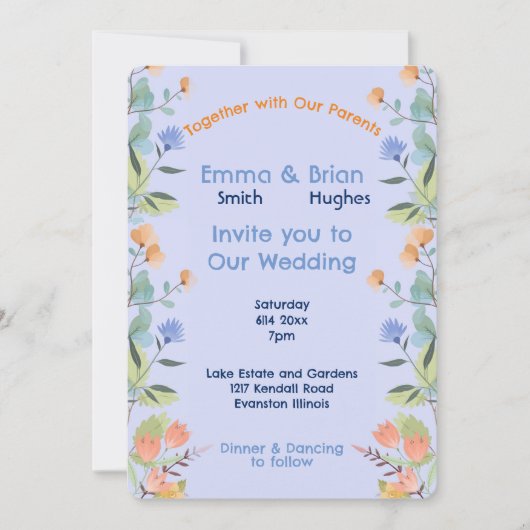 Blauwe en gele periwinkle kaart (Voorkant)