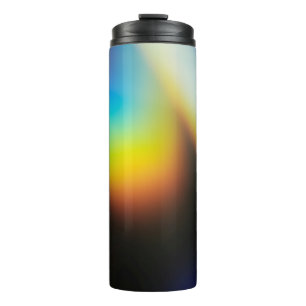 Blauwe en gele plastic fles